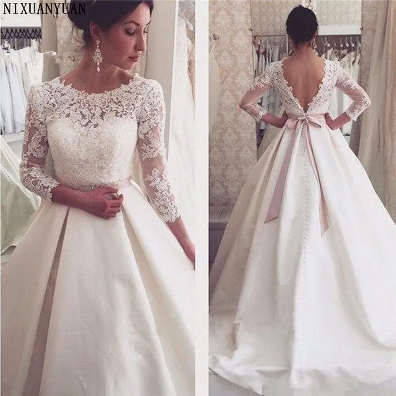 Vestido De Noiva 2021 Свадебные платья длинное платье трапециевидной формы 3/4 рукава