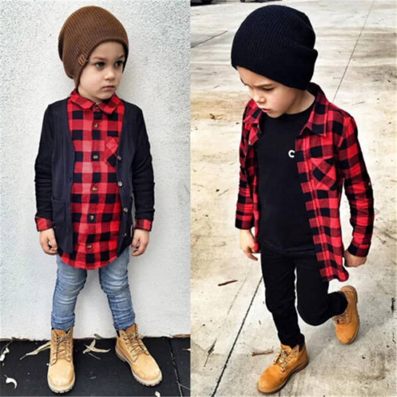 Весенняя Блузка в клетку для маленьких мальчиков и девочек Повседневная рубашка