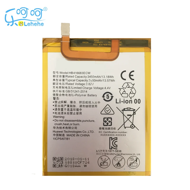 LEHEHE HB416683ECW батарея для Huawei Google Nexus 6P H1511 H1512 3550mAh Замена с инструментами