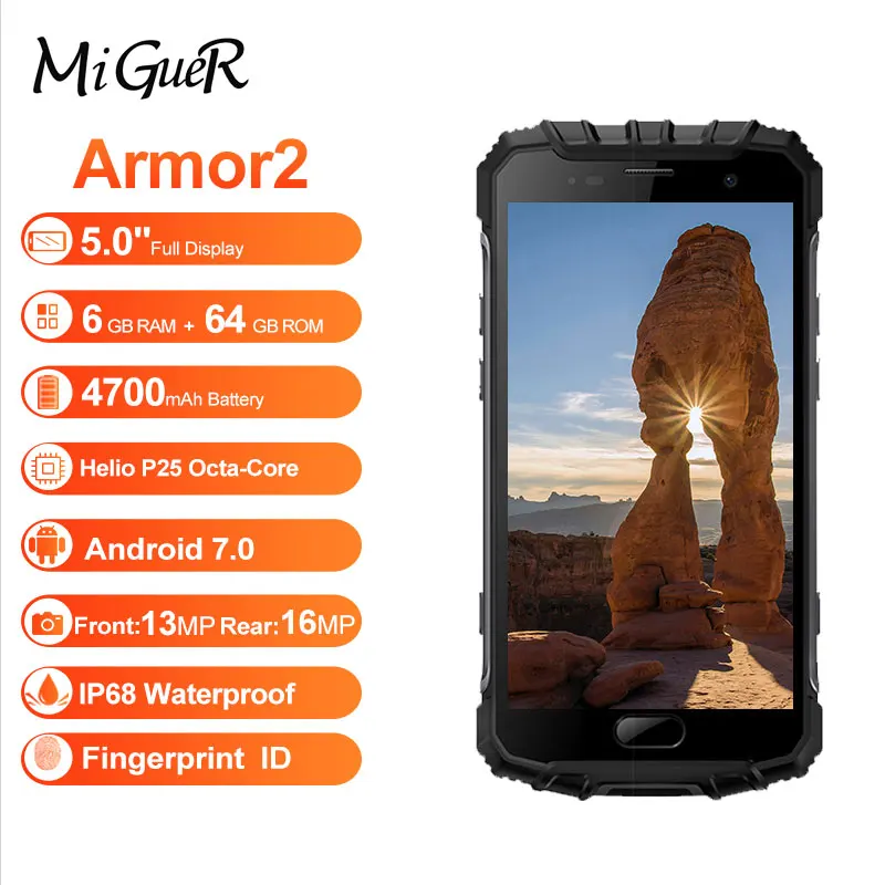 Ulefone Armor 2 смартфон с 5 0-дюймовым дисплеем восьмиядерным процессором MTK6757 ОЗУ 6 ГБ