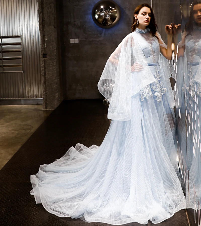 SSYFashion Новое светло-голубое кружевное платье для выпускного вечера Robe De Soiree с
