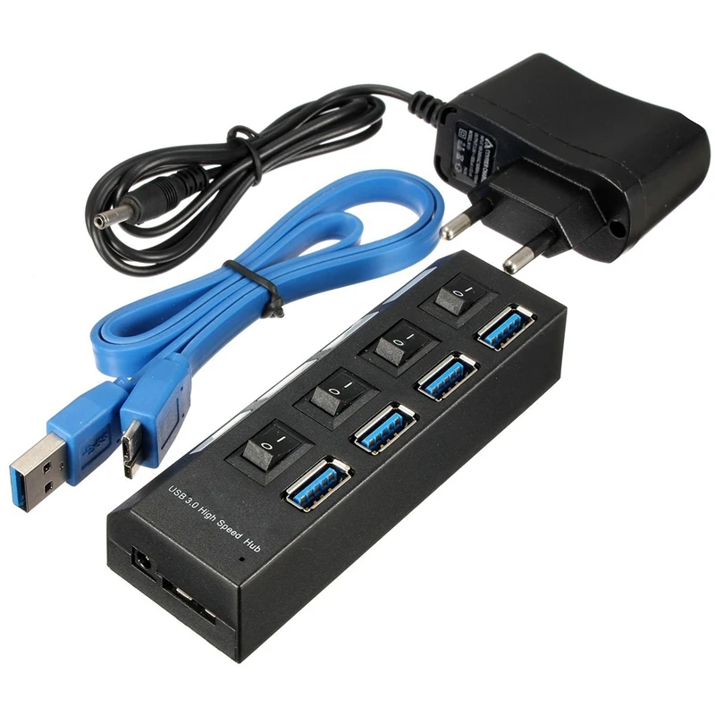 4 порта USB 3 0 концентратор сплиттер адаптер + кабель и источник питания
