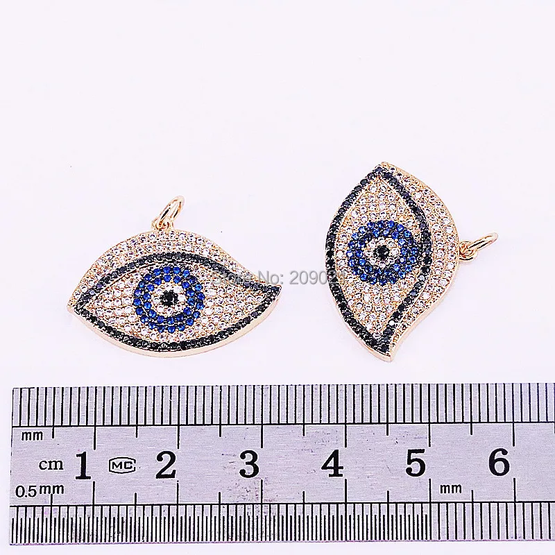 

6Pcs New Design Micro Pave Cubic Zirconia Eye Pendant Necklaces Metal Chain Necklace Men Women Jewelry
