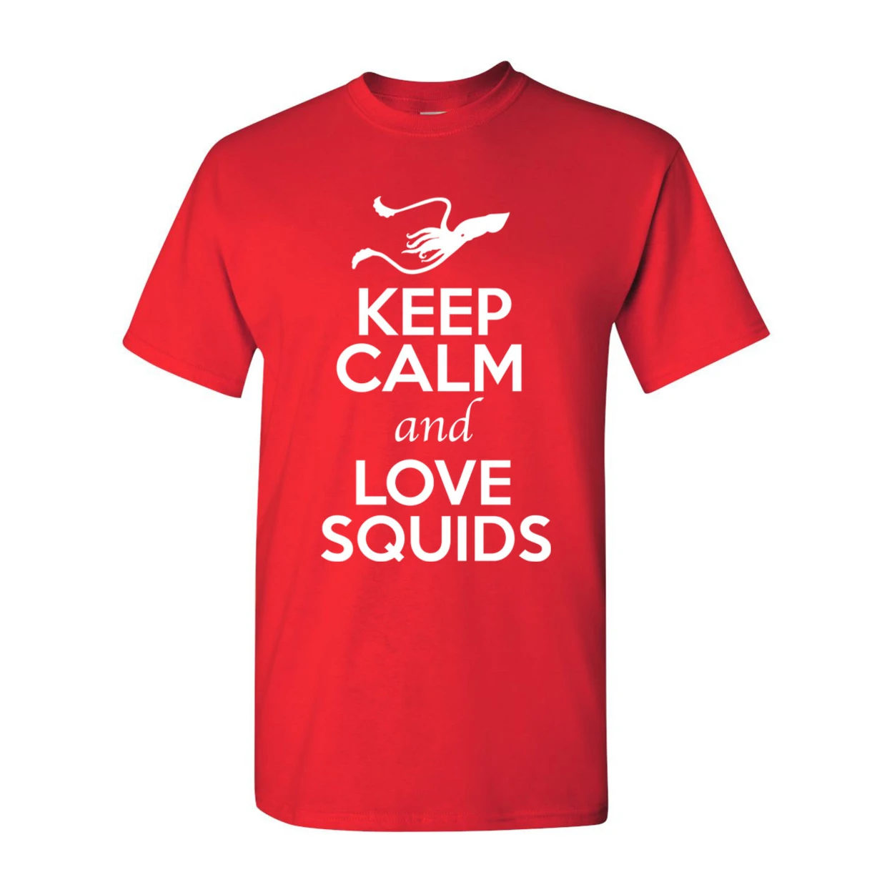 Keep Calm And Love кальмары для любителей животных взрослая футболка 2386 | Мужская одежда