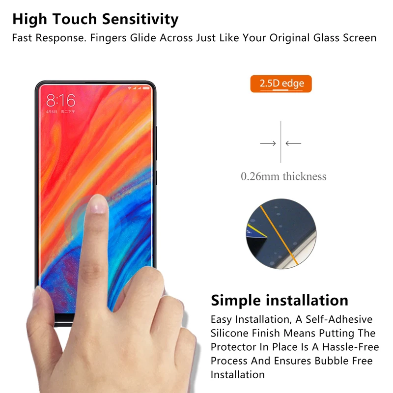Защитная пленка 2.5D для Xiaomi Mix 2 защита экрана 9H закаленное стекло премиум класса