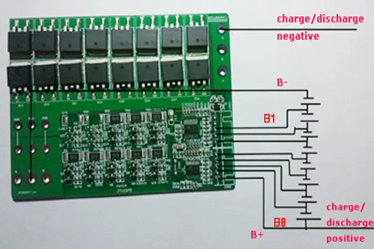 Защитная плата lifepo4 BMS PCM 8S 24V 8s 60A bms pcm с балансировкой для аккумуляторной батареи