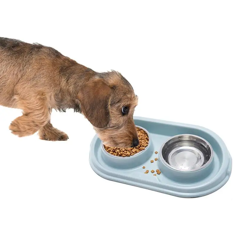ПЭТ собака кошка из нержавеющей стали двойной миска для собачьего корма бассейн