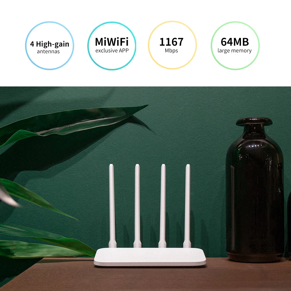 Wi Fi роутер Xiaomi 4A беспроводной 2 4/5 ГГц 1167 Мбит/с 4 антенны с высоким коэффициентом