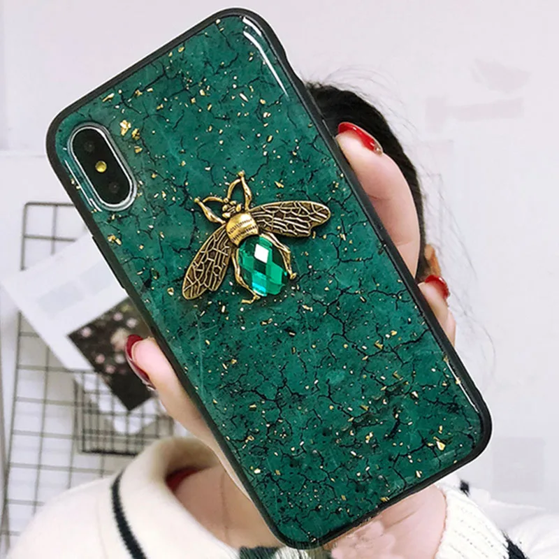 Роскошный чехол для телефона с золотой фольгой Пчелой и мрамором iPhone 7 8 6 Plus X XR XS MAX