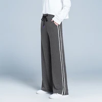 shuchan knitted sweatpants loose drawstring warmed womens pants wide leg casual full length high waist womens winter fashion