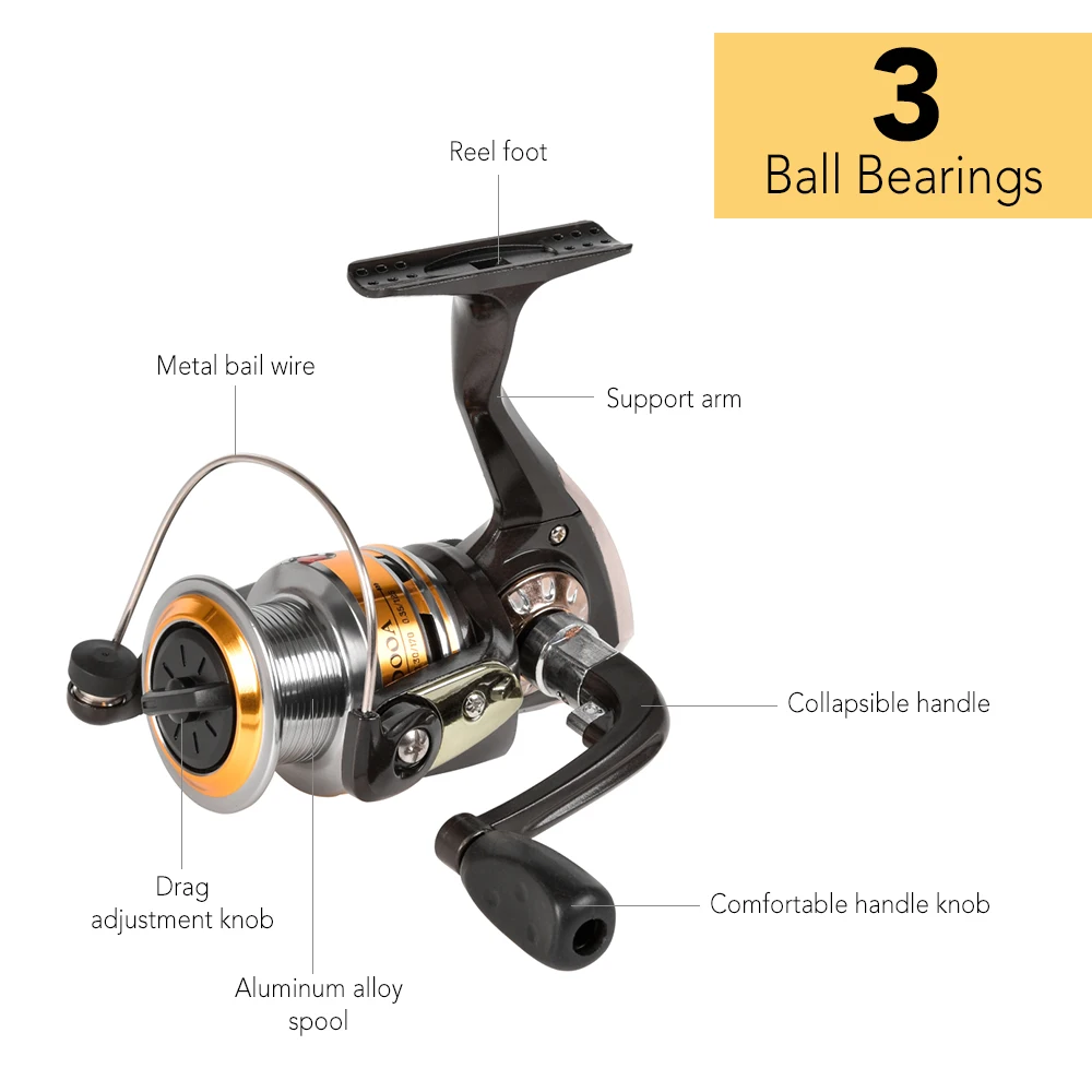 Lixada Fishing Rod Reel Combo Telescopic Spinning Line Lures Hooks Swivels Accessories Kit | Спорт и развлечения