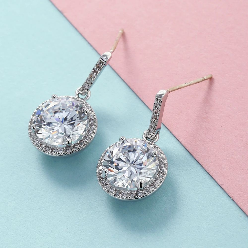 Women Dangle Drop Earrings with Full AAA + Cubic Zirconia Zircon Wedding Gift New Fashion Luxury Brand Design | Украшения и