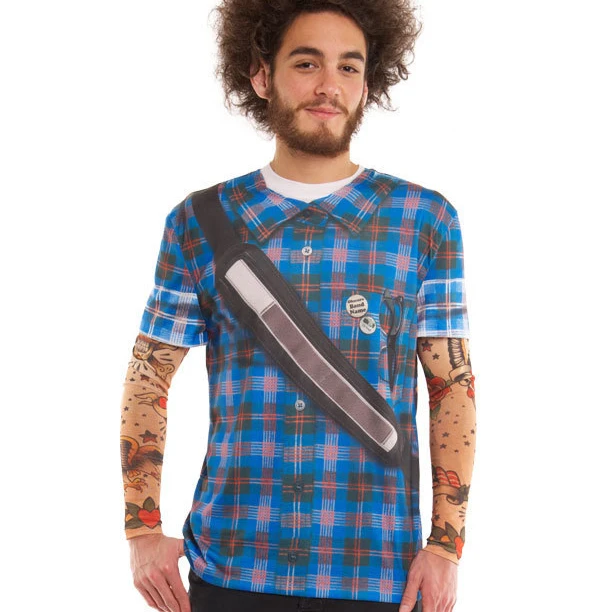 Искусственная настоящая рубашка F130695-M мужские Hipster плед с татуировки рукава