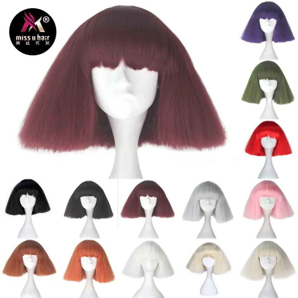 Парик для косплея Miss U Hair девушек короткие курчавые прямые синтетические