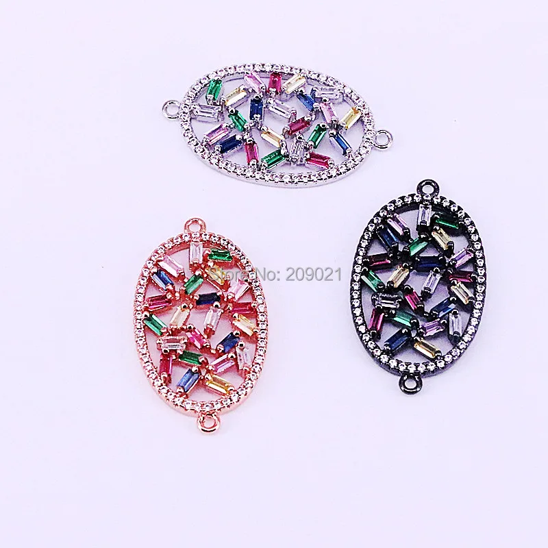 

10Pcs Charm Micro Pave Cubic Zirconia CZ Crystal Oval Adjustable Bracelets for Women
