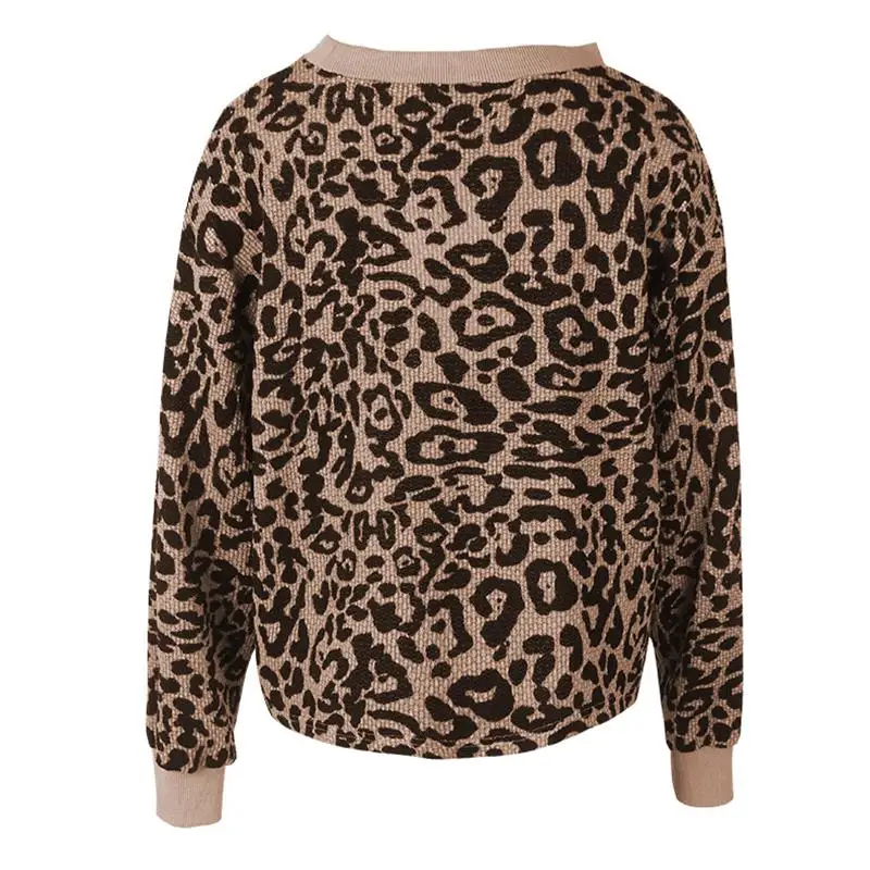 

Women Autumn Winter Round Neck Pullover Long Sleeve Leopard Printed Sweatshirts Female Casual Loose Streetwear Tops SJ758C