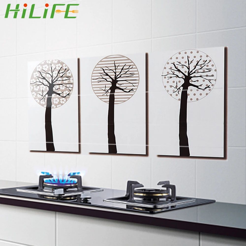 Настенные наклейки HILIFE для кухни маслостойкие 45*90 см алюминиевая фольга