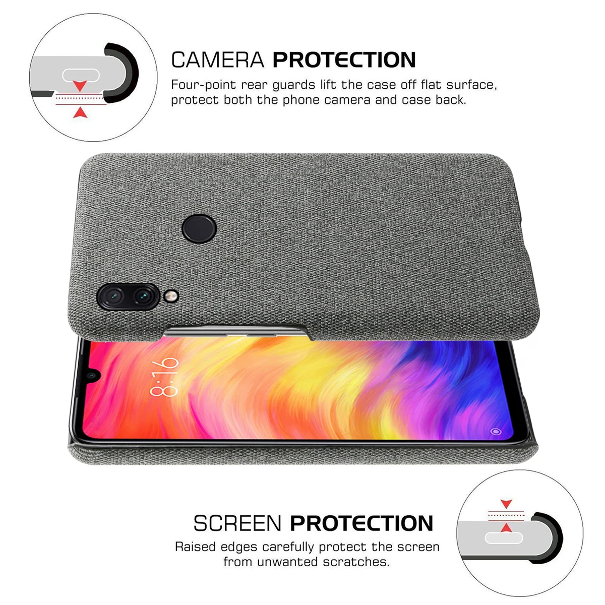 Чехол для Xiaomi Redmi Note 7 Pro Тонкий ретро тканевый чехол из ткани с защитой от царапин