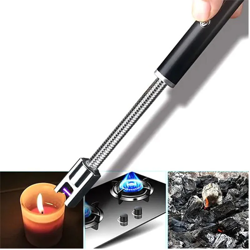 Длинная электрическая перезаряжаемая USB кухонная Зажигалка Ветрозащитная