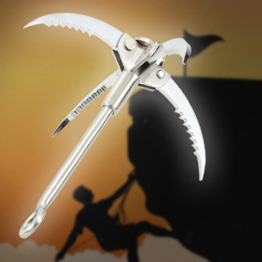 

Крючок складной со стальным тросом, 4 когти, для выживания на природе, скалолазания, скалолазания, с парашютным шнуром 100 футов