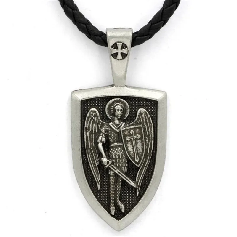 2019 Прямая поставка мужское ожерелье Archangel St. Michael Protect Me Saint Shield защита русский Orhodox