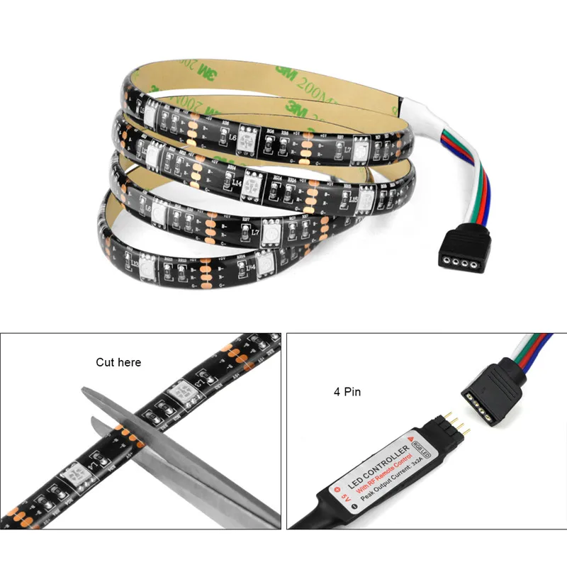 CLAITE 1 м RGB Светодиодная лента 5050 Водонепроницаемая USB лампа с 17Key RF дистанционный