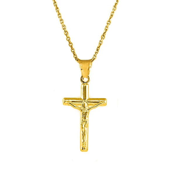 Твердая Подвеска из желтого золота 10 К Т с крестиком|Подвески| |