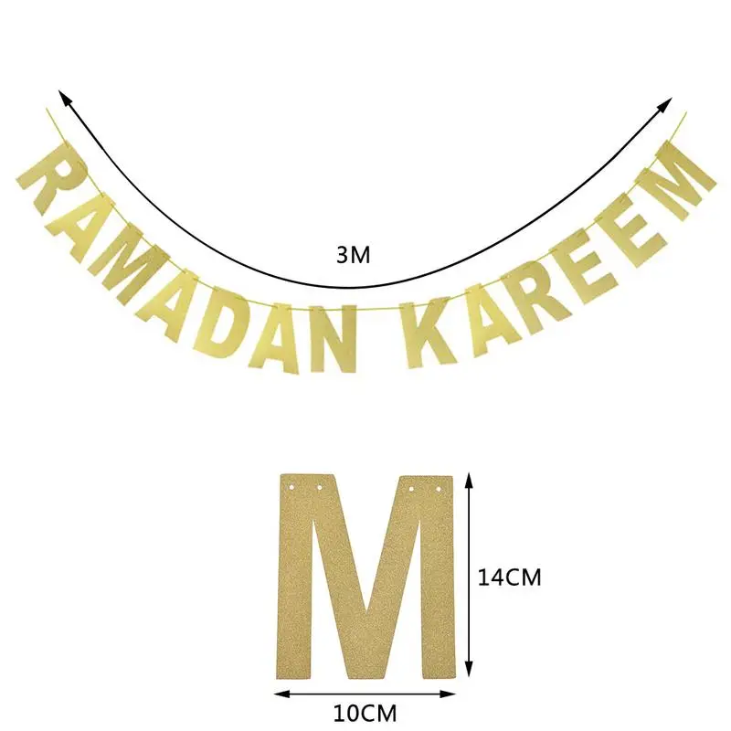 Золотые буквы Рамадан транспарант kareem Бантинг картон Вымпел флаги баннер