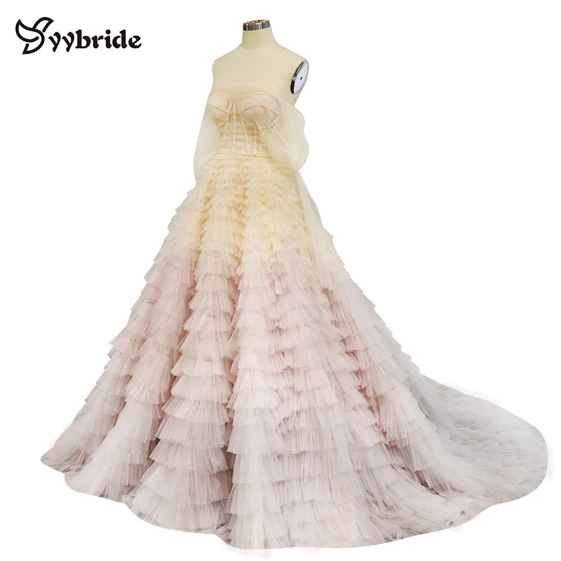 YYbride новый дизайн светло розовые цветные тюлевые платья с вырезом лодочкой для