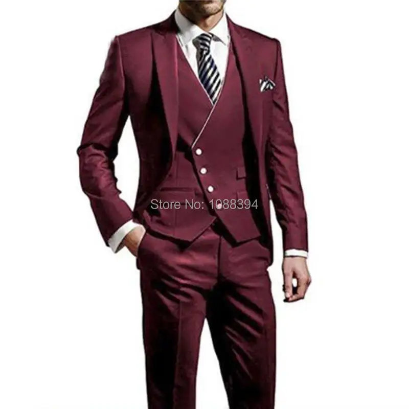 

Men Wedding Suits 2018 Brand Style Burgundy Suit Men Terno Slim Fit Groom Tuxedo 3 Piece Custom Made Prom Business Formal Suit
