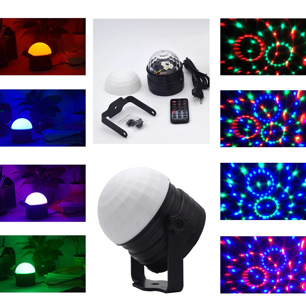 Звуковая активация диско освещает вращающийся шарик света 9 Вт RGB светодиодный