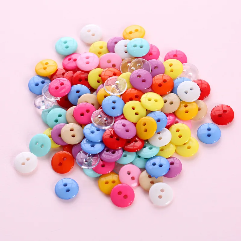 100pcs/set Mix Colors 2 Holes Buttons Round Acrylic DIY Diy button painting material Garment Accessories for Children | Дом и сад
