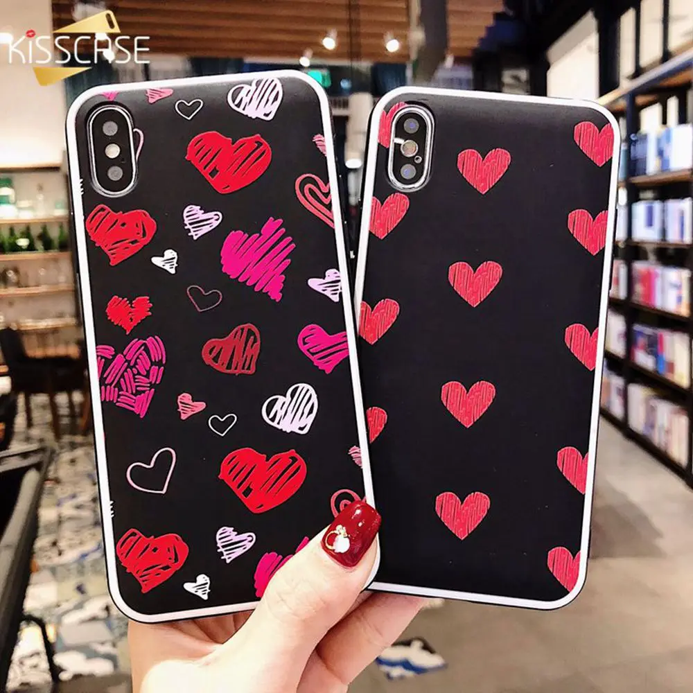 KISSCASE милые красные чехлы для телефонов с защитой от грязи iPhone X XS XR MAX 6 S Plus 7 8 Coque Capa