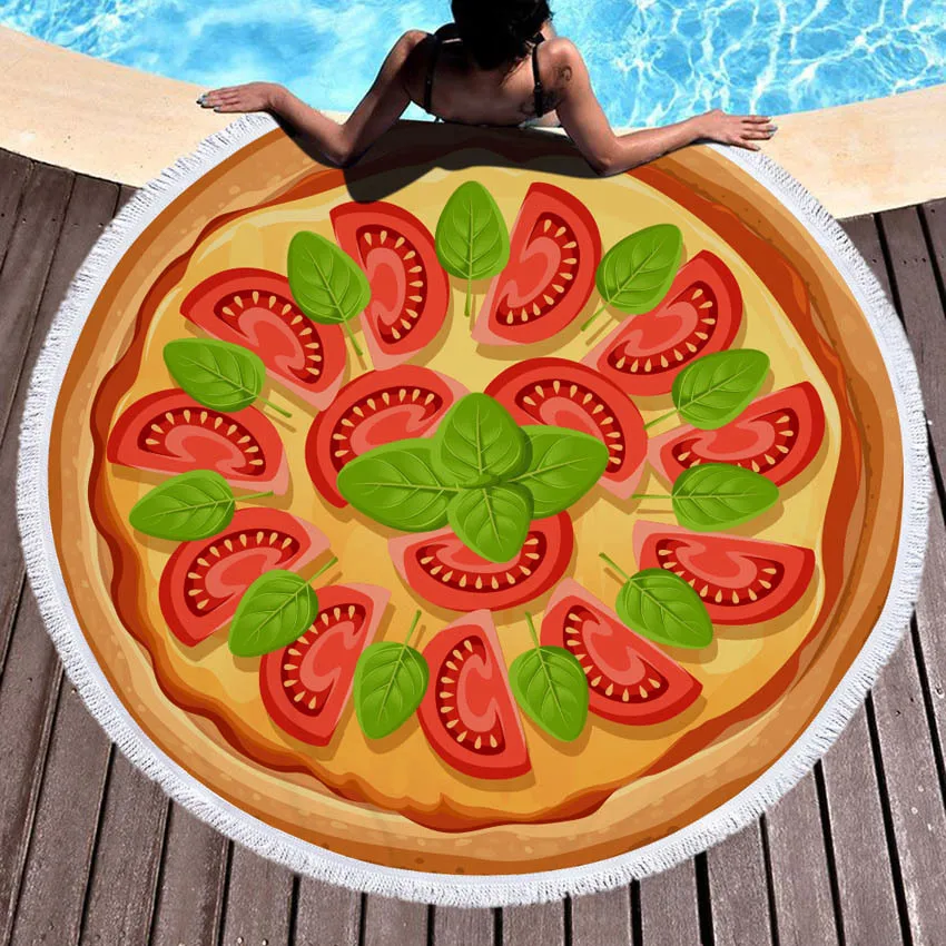 Pizza Round Summer Beach Towel Yoga Mat Home Blanket Seaside Bath Wall Tapestry Women Bikini Cover Up Toalla Decor | Дом и сад