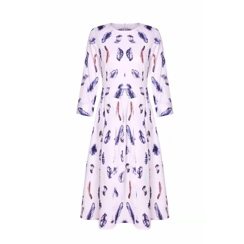 Женское винтажное свободное платье с цветочным принтом женское рукавом 3/4 OL