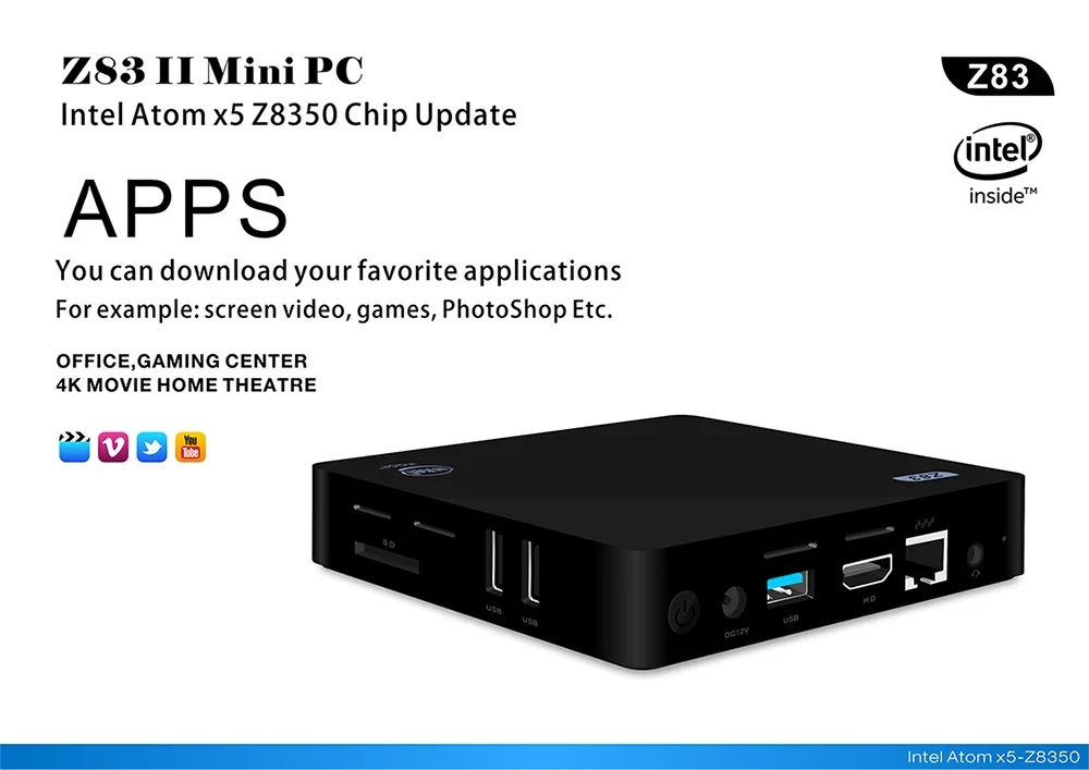 Z83II мини ПК Intel Atom X5 Z8350 четырехъядерный Win 10 и Linux 4 Гб 64 Z83 II смарт бокс 2 4G 5 8G wifi BT4.0 1000