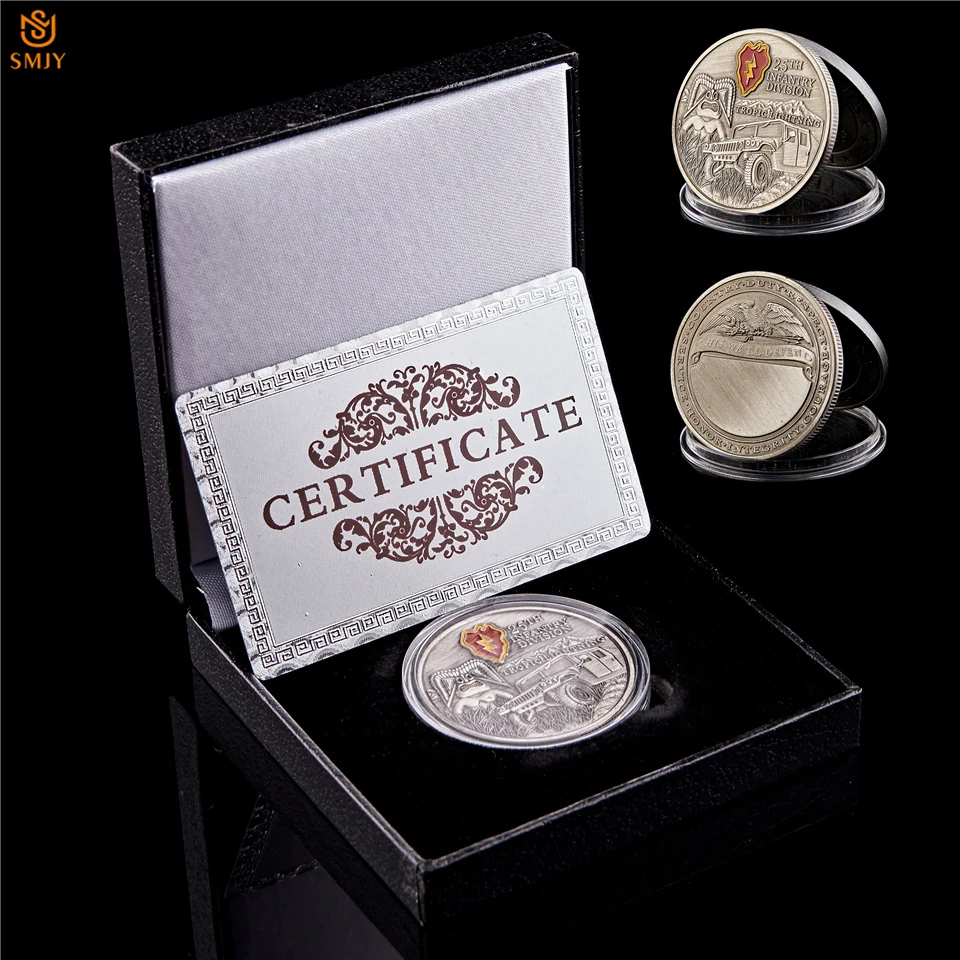 США тропическая молния 25nd пехотное подразделение медный военный вызов жетон монета с защитной коробкой высокого качества