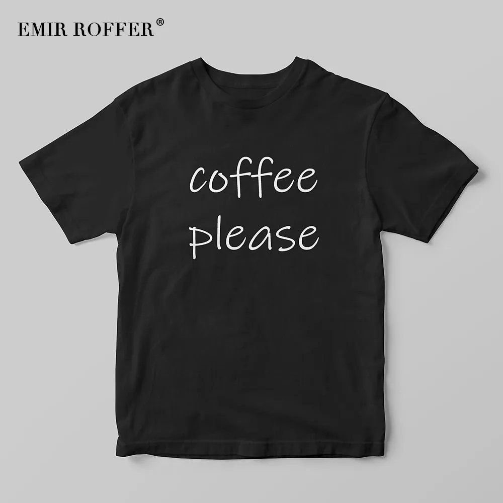 EMIR ROFFER coffee пожалуйста забавная футболка женская черная Harajuku модная Милая летняя