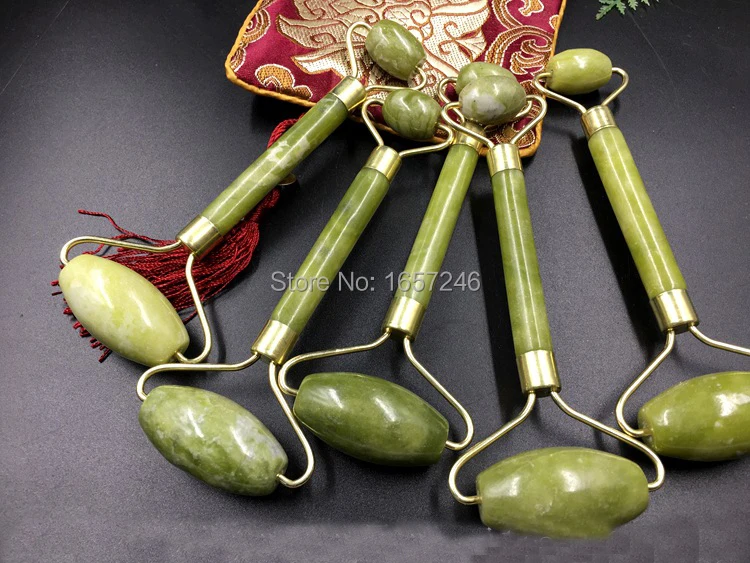 Double Head Green Jade Roller Elliptical Massager Eye Face Neck Facial Slimming Thin face Beauty Health Care Tools for Gift | Дом и сад