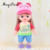 25cm doll colorful jumpsuit and hat set for mellchan dolls dress up clothing accessory