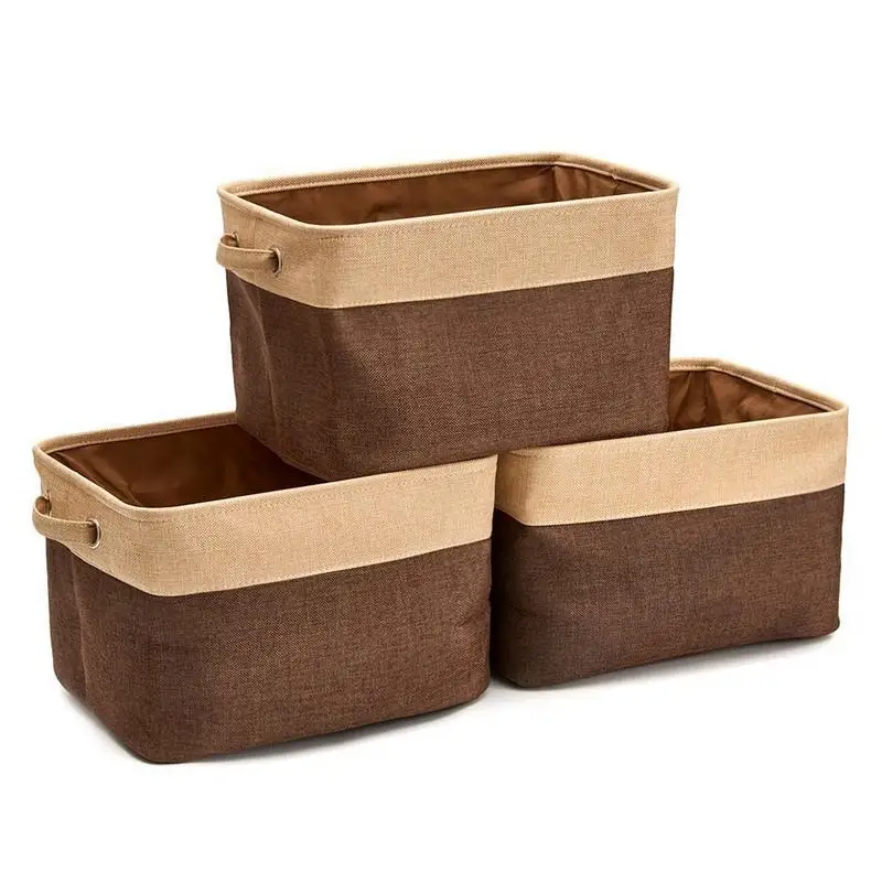Большая корзина для хранения Набор 3 Pack большой прямоугольный из ткани имитация