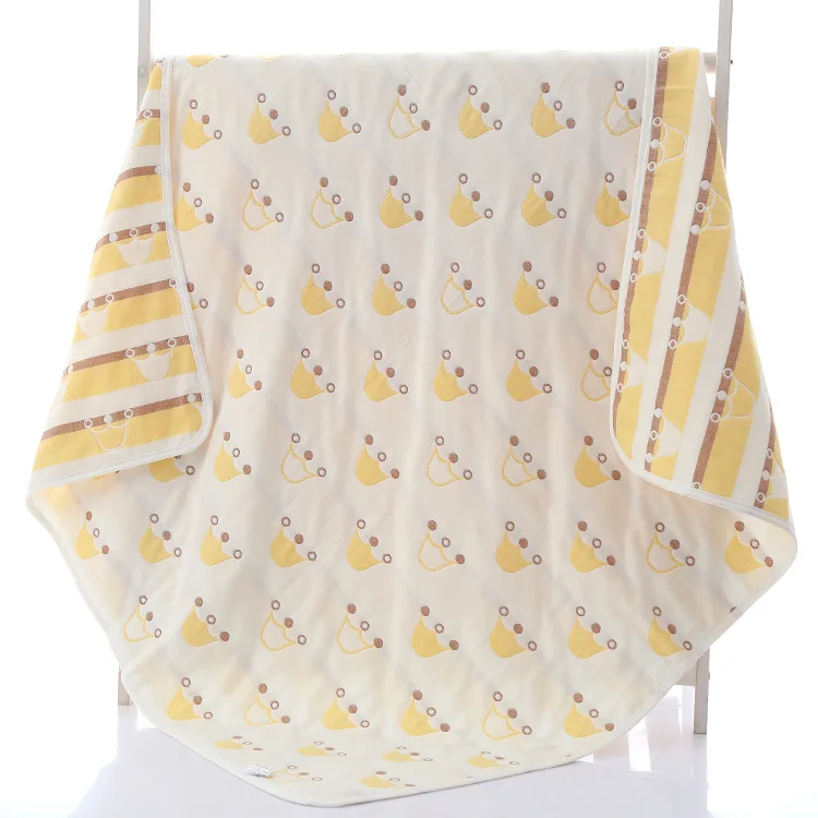 Isa kids Muslin Blanket 6Layers Etamine Newborn Baby Swaddling Infant Cartoon Cotton bath towel swaddle 110*110cm |