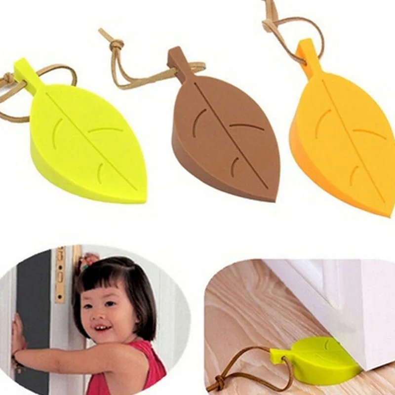 Cute Cartoon Leaf Style Door Stopper Silicon Doorstop Safety For Baby Home Decoration 4 Colors Holder Window Stop | Обустройство дома