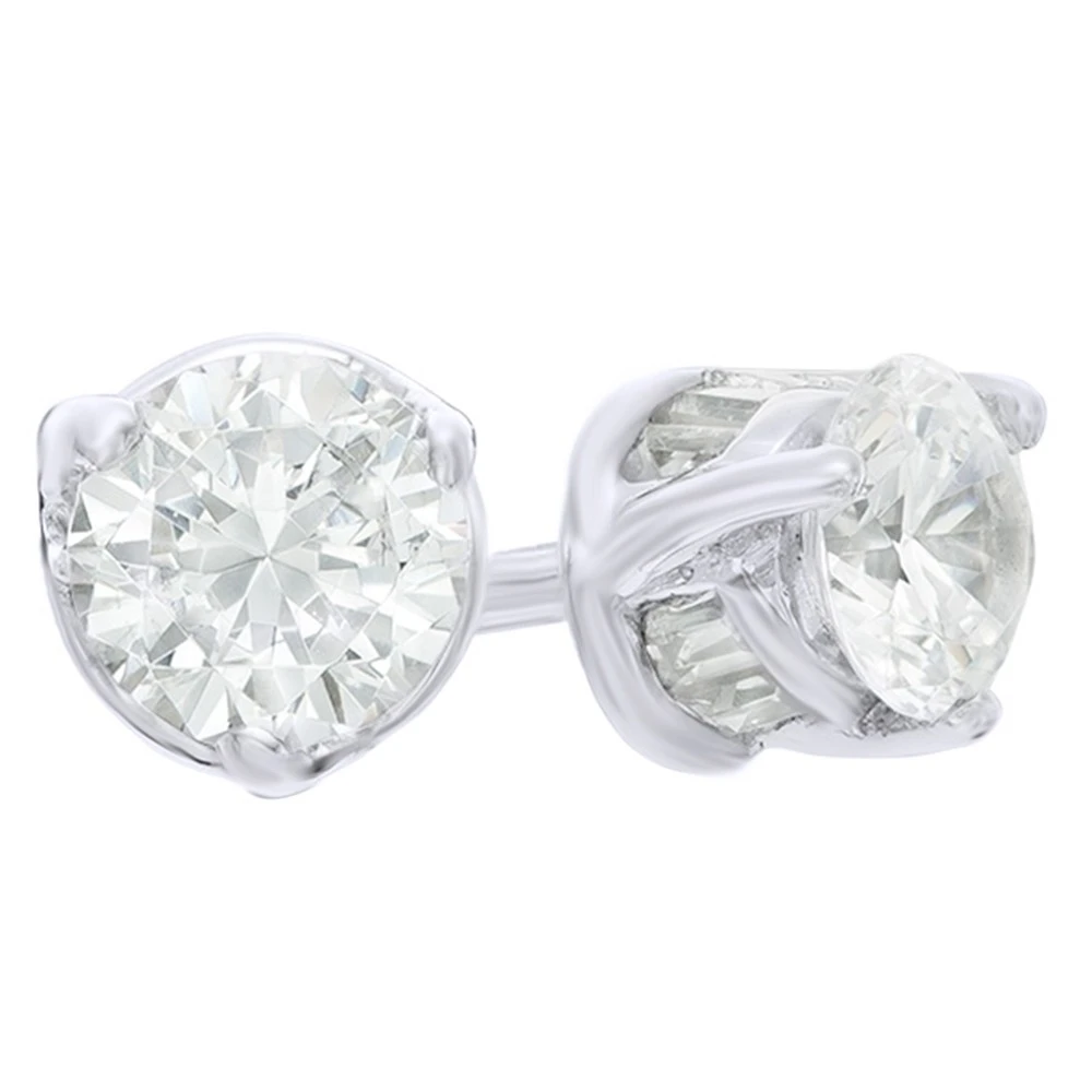 3/4 карат белый натуральный серьги гвоздики с бриллиантами в 10 к белое