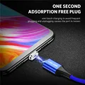 Магнитный кабель USLION 3A Micro USB Type-C, светодиодный магнитный кабель для быстрой зарядки для Samsung, Xiaomi, Huawei, oneplus, 6t, iPhone X, XR