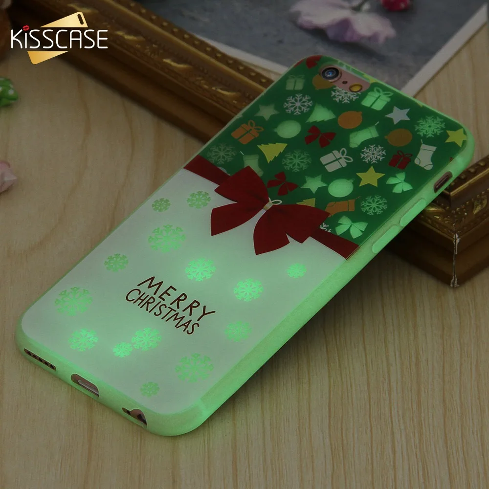 Чехол KISSCASE с рождественским узором для iPhone 6s 6 7 8 Plus светящиеся мягкие силиконовые