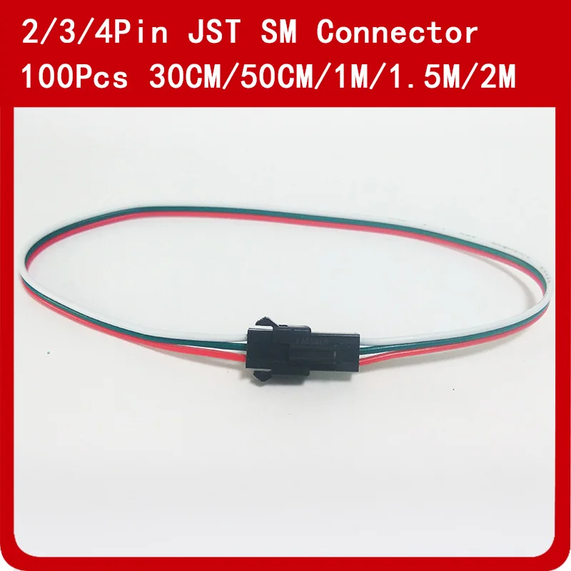 100 шт. 2pin 3pin 4pin 30 см 50 1 м 5 2 JST SM разъем для светодиодной ленты 22AWG|Соединители| |