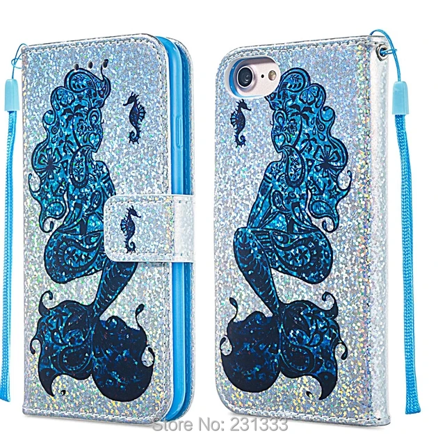 Блестящий кожаный чехол кошелек с блестками для Iphone X XS MAX XR 8 7 PLUS 6 6S Star Butterfly Panda