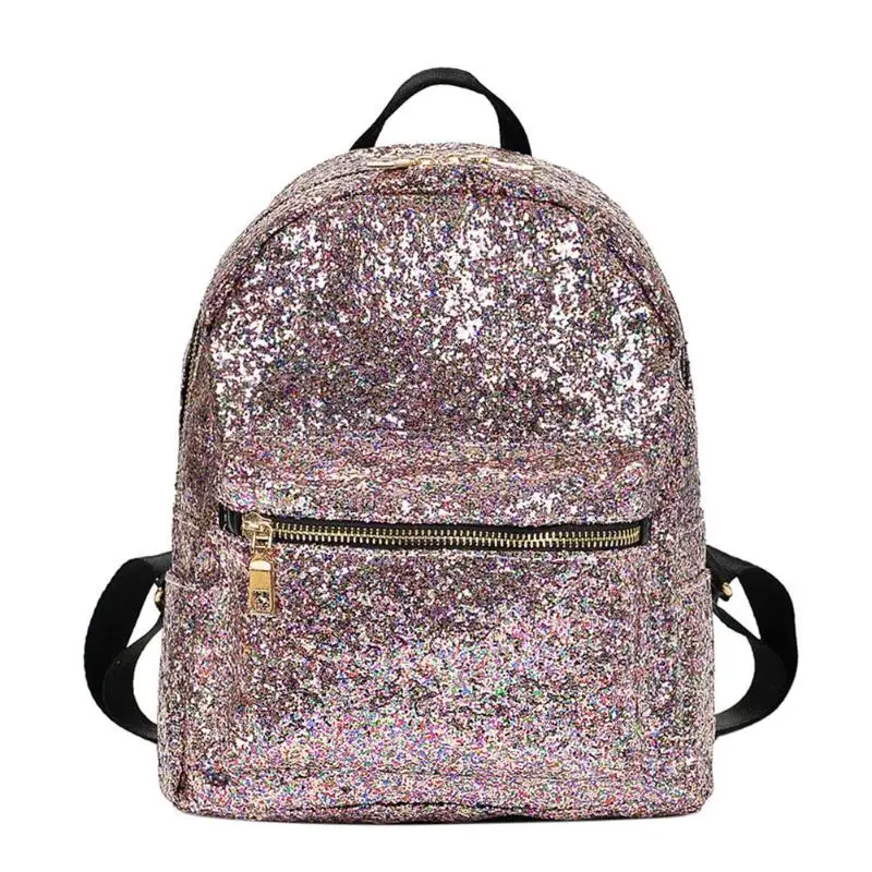 Модные женские туфли из кожи с пайетками Блестящий женский рюкзак Mochila для