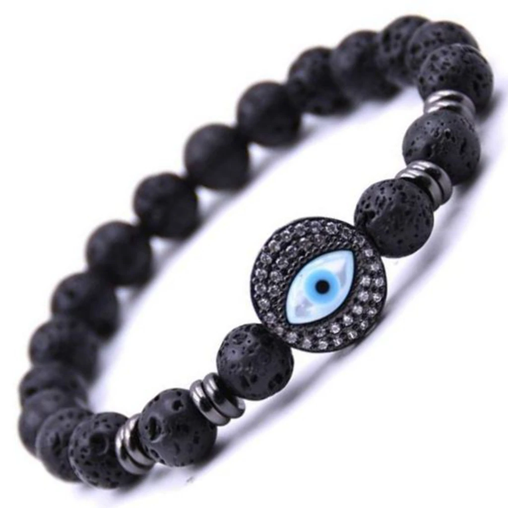 

Fashion Simple Volcanic Stone Eye Of The Devil 8MM Round Bead Bracelet